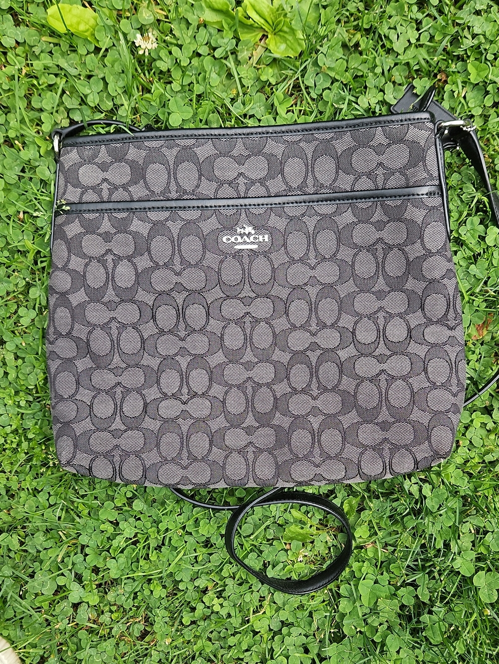 COACH Signature Crossbody Bag in Charcoal/Black